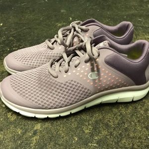 Purple champion running shoes